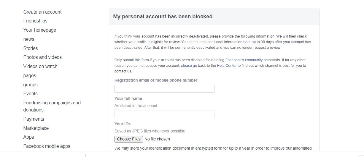 غیرفعال شدن فیسبوک